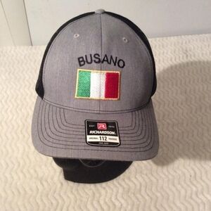 Richardson 112 Men's Gray/Black Busano Flag Of Italy Adjustable Fit Trucker Cap